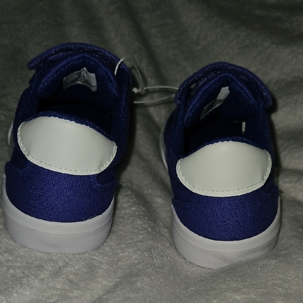 US Sports Kid Violet Blue White Slip-on Velcro Strap Stretchy Lace Sneakers Sz1 - Picture 4 of 8
